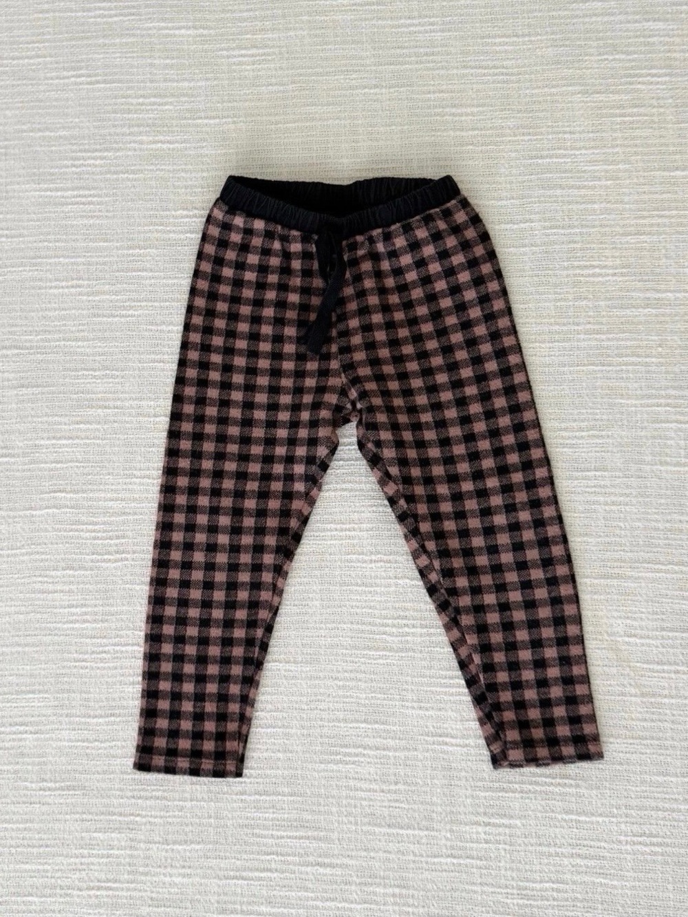 Kids Black and Pink Brown Plaid Pants